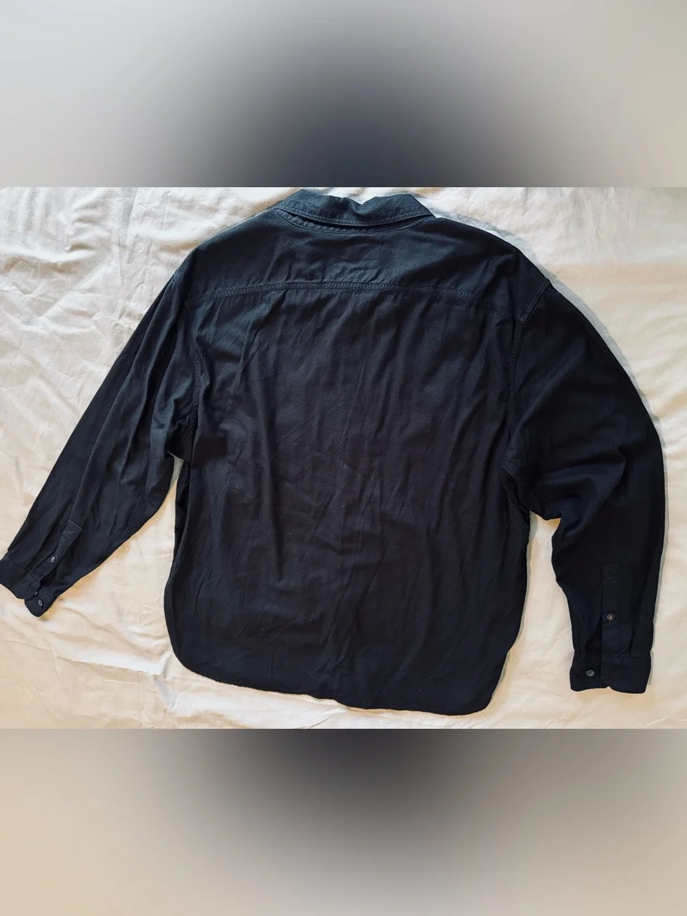BANANA REPUBLIC Textured Mens Standard Fit Black Long-Sleeve Button-Down Shirt